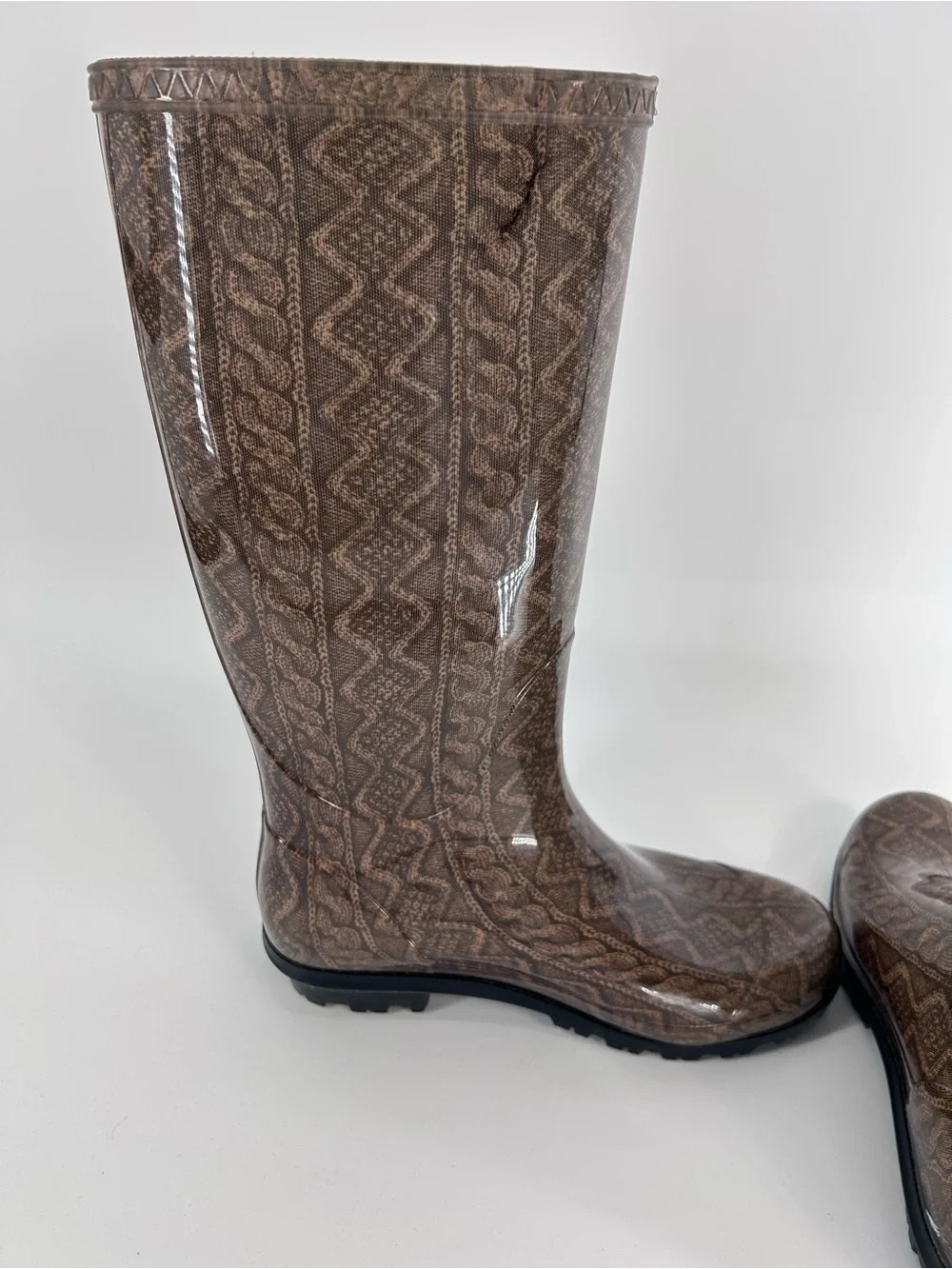 UGG Women's Cable Knit Tall Rain Boots Size 6